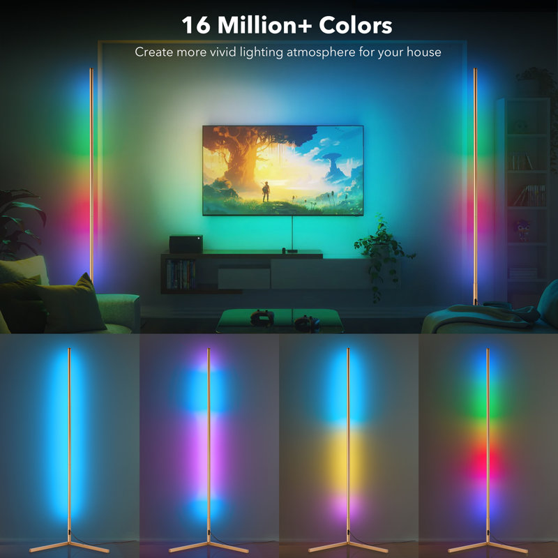 Mackinzi 55'' LED Column Floor Lamp, Gold