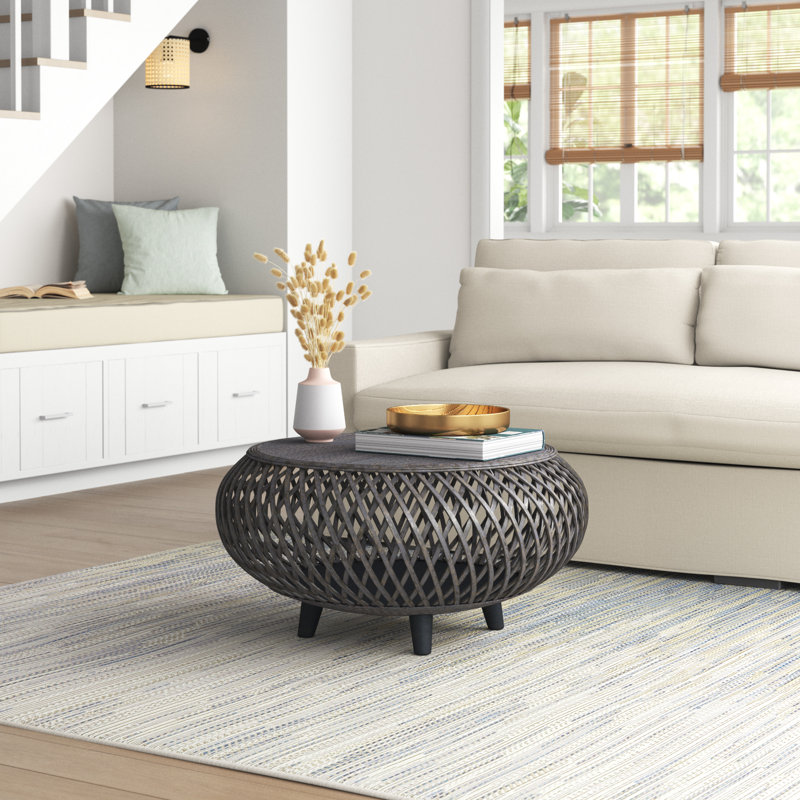 Table basse en rotin Acme, Gris