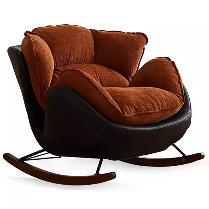 Chaise berçante simple rétro, Noir / brun