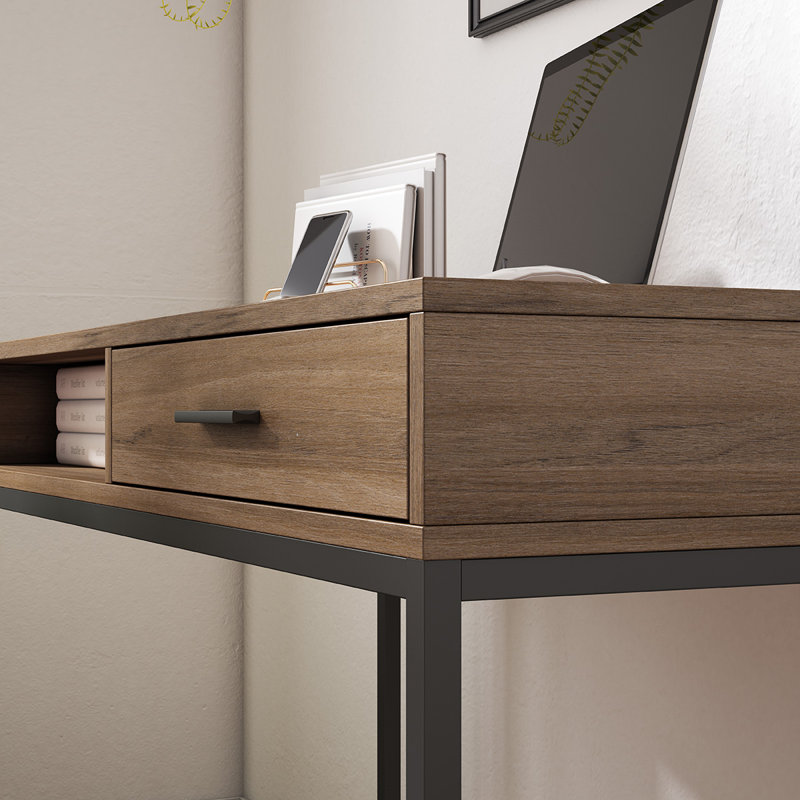 Metal Base Writing Desk, Walnut