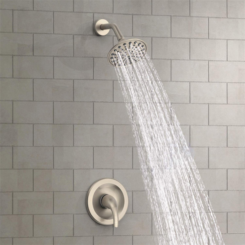 Single Handle 6-Functions Shower Head Set (Valve Included), Brushed Nickel