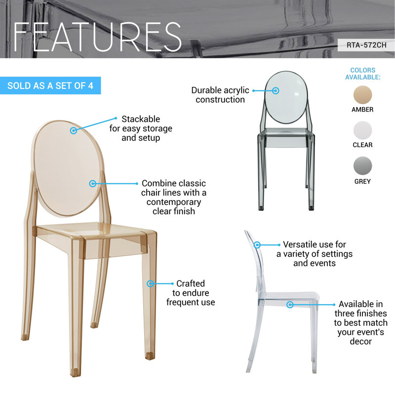 Stackable Acrylic Ghost Event Chairs – Set of 4