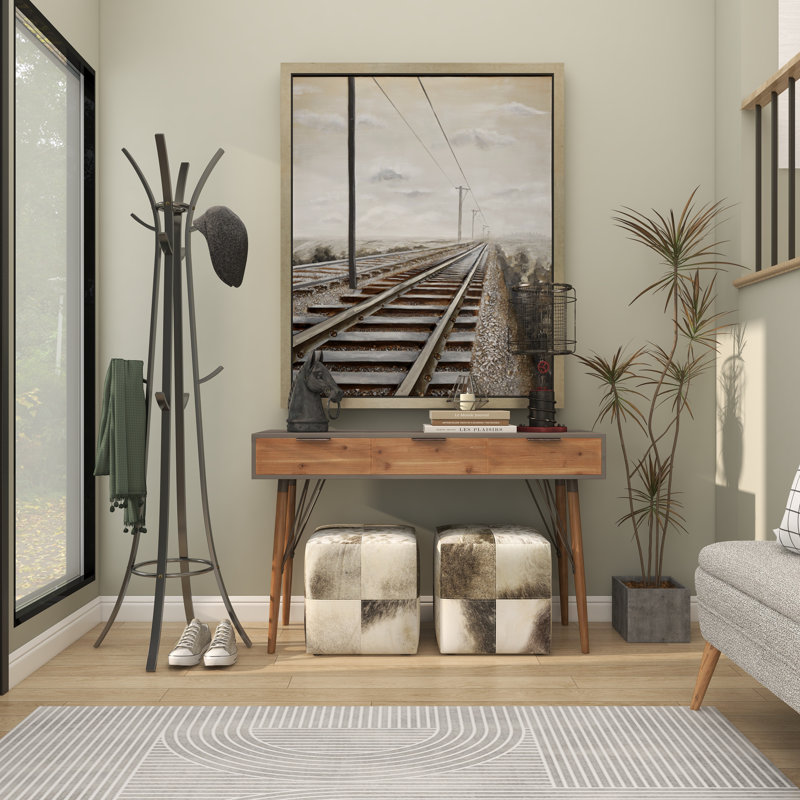 Dark Gray Metal Coat Rack with Umbrella Stand