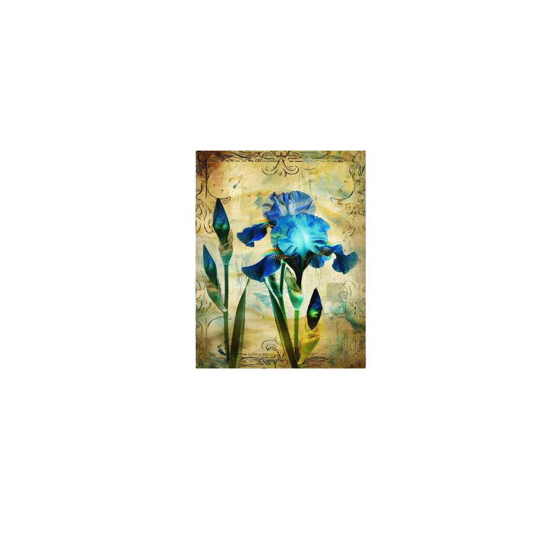 Art mural 24 "x 36" éthéré iris bleu et mauve non encadré