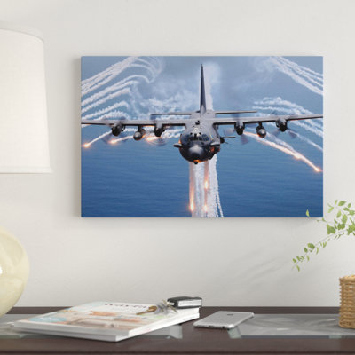 «An AC-130H Gunship Avion Jettisons Flares as a Infrared Countermeasure», reproduction d'impression sur toile