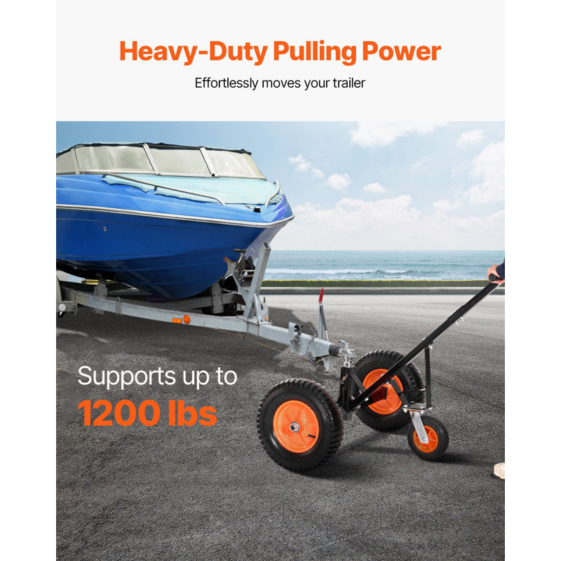 Heavy-Duty Trailer Dolly, 1200Lbs Tongue Weight Capacity, Carbon Steel Trailer Mover With 2 Inch Ball, 15.2 Inch Pneumatic Tires, Portable Tow Dolly For Moving RV Trailer
