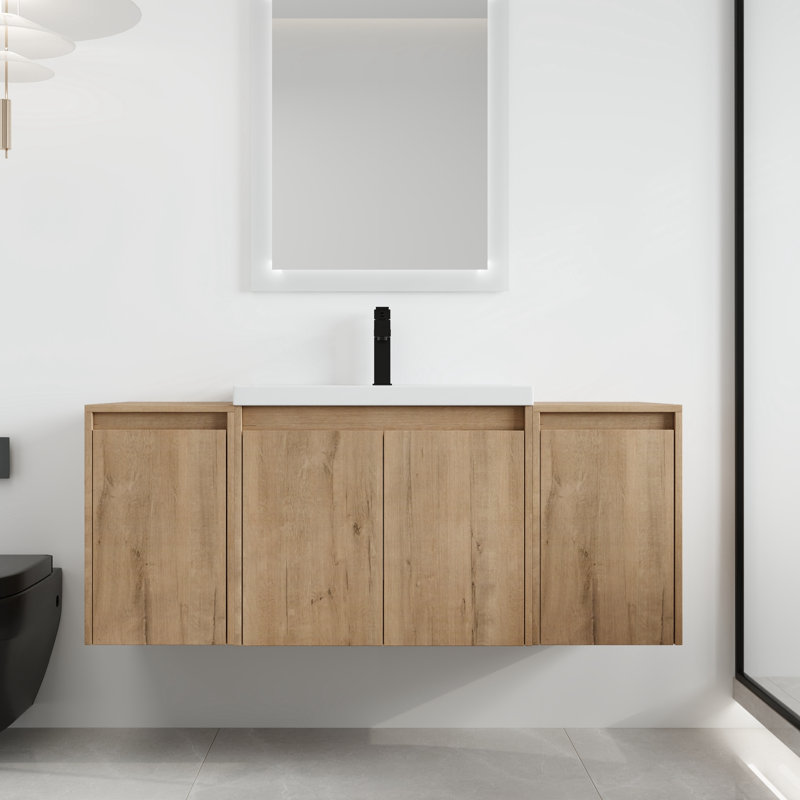Meuble-lavabo mural 48 po avec plateau en résine Vowar, 48"