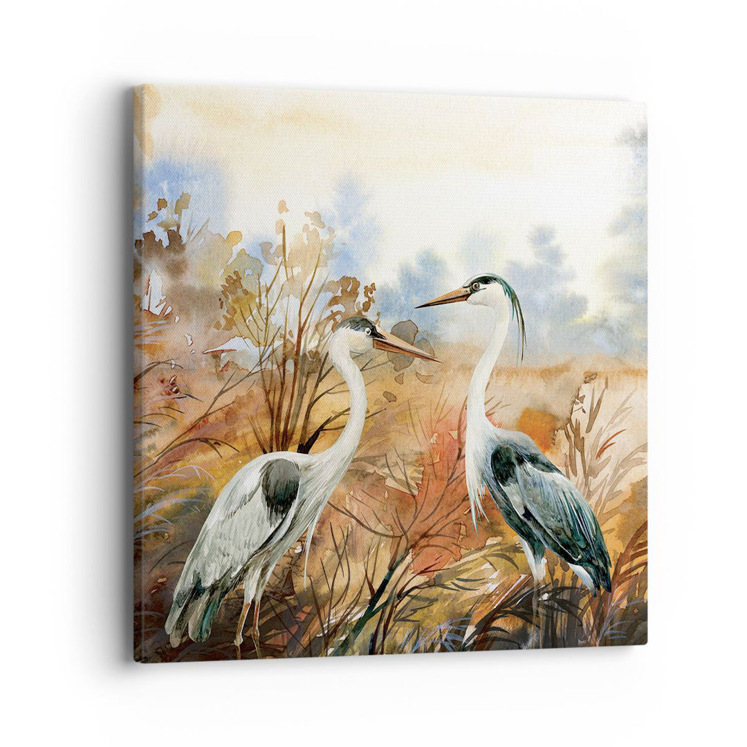 Leinwandbild Cranes Birds Autumn