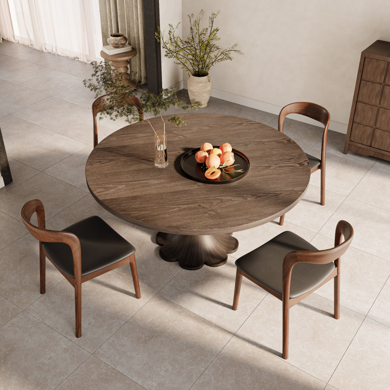 Ensemble de table de cuisine / salle à manger à motif floral en bois massif (1 table, 4 chaises / 6 chaises) Une pièce maîtresse florissante pour votre maison