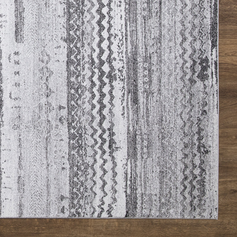 Pienza gris abstrait sans gris vieilli, Rectangle 5 pi 3 po x 7 pi 3 po