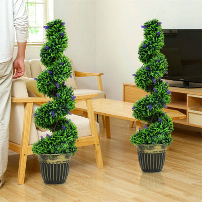 Faux Tree Plant in Cement Freestanding Planter