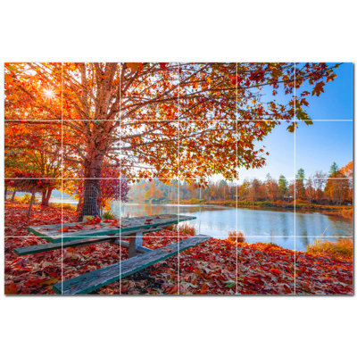 Autumn Photo 6'' x 6'' Satin Ceramic Decorative Mural