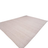 White & Pink Solid Saree Silk Kilim Rug - 10' x 14'