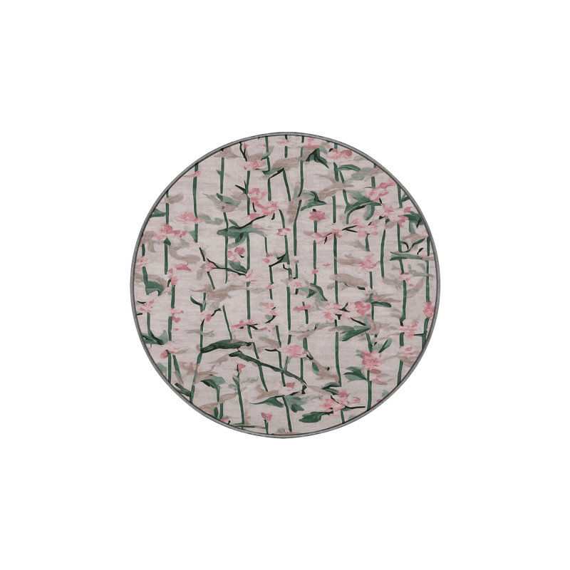 Tapis gris lavable à la machine, Rond 4 pi