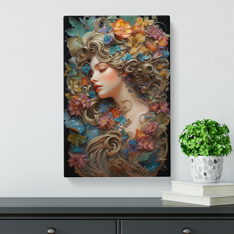 Floral Nouveau - Wrapped Canvas, 76cm H x 50cm W x 3cm D