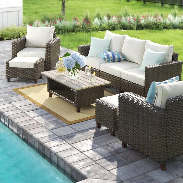 Rosecliff Heights Cassville Wicker 8 - Person Outdoor Seating Group ...