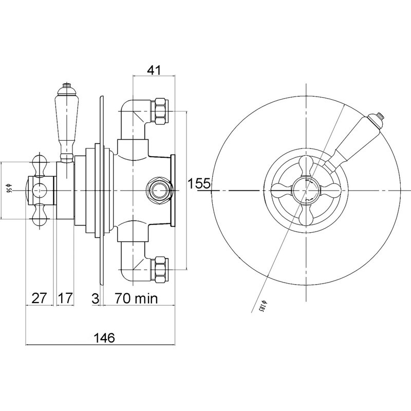 Edmunds Single Concealed Thermostatic Shower Valve