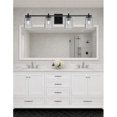 Barre d'éclairage de salle de bain 4 lumières Breen avec fini noir mat 5,25 po
