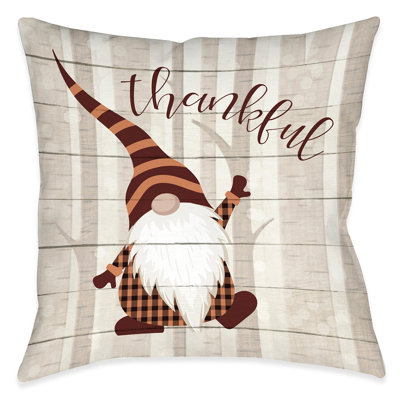 Thankful Gnome Reversible Throw Pillow