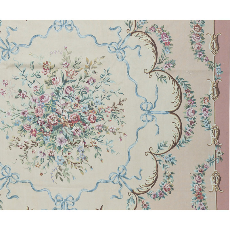 Hand-Knotted High-Quality Beige and Rust Area Rug