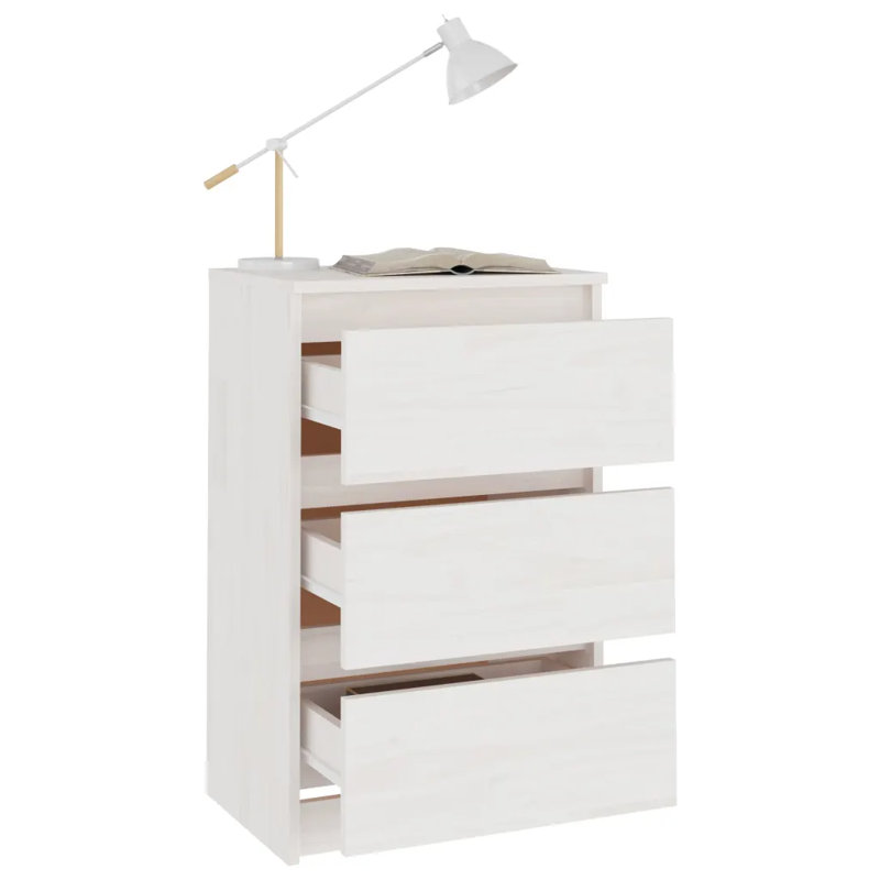 Goldmon 40cm W Solid Wood Bedside Table, White