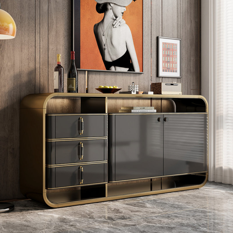 Buffet clair luxueux, H 33,46 po x l 62,99 po x P 16,93 po, Gris foncé