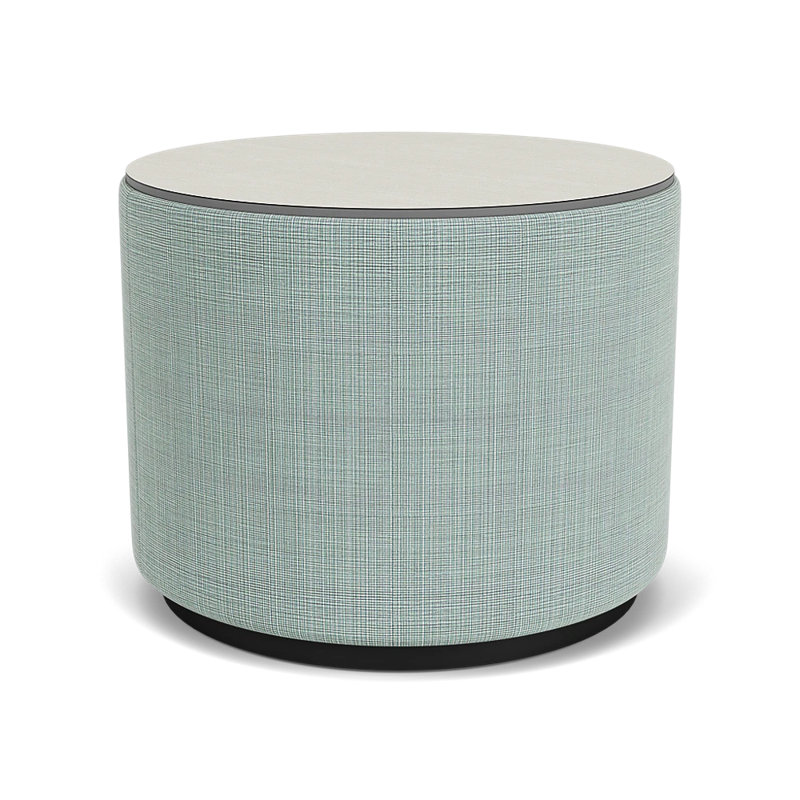Table de réception avec plateau en stratifié Darsey, 16", Sergé blanc, Noir; écume de mer chambray