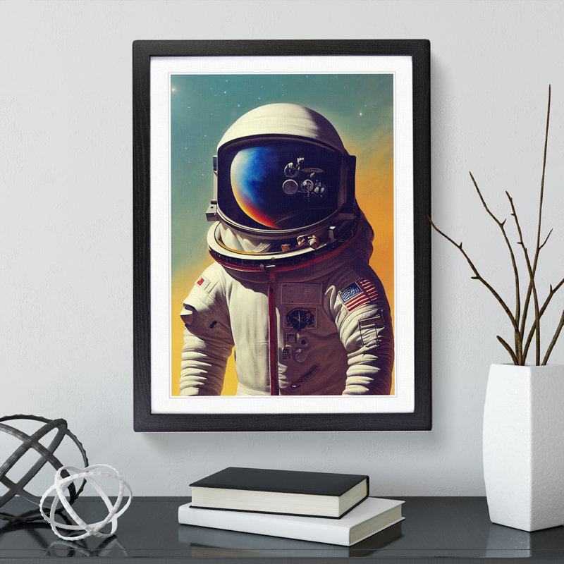 Awesome Astronaut - Single Picture Frame Print, Black Framed, 46cm H x 34cm W x 2cm D