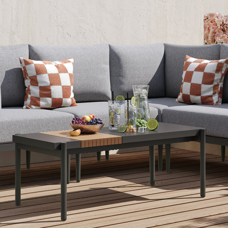 Ensemble de meubles de patio 3 pièces, table basse d'extérieur, Gris