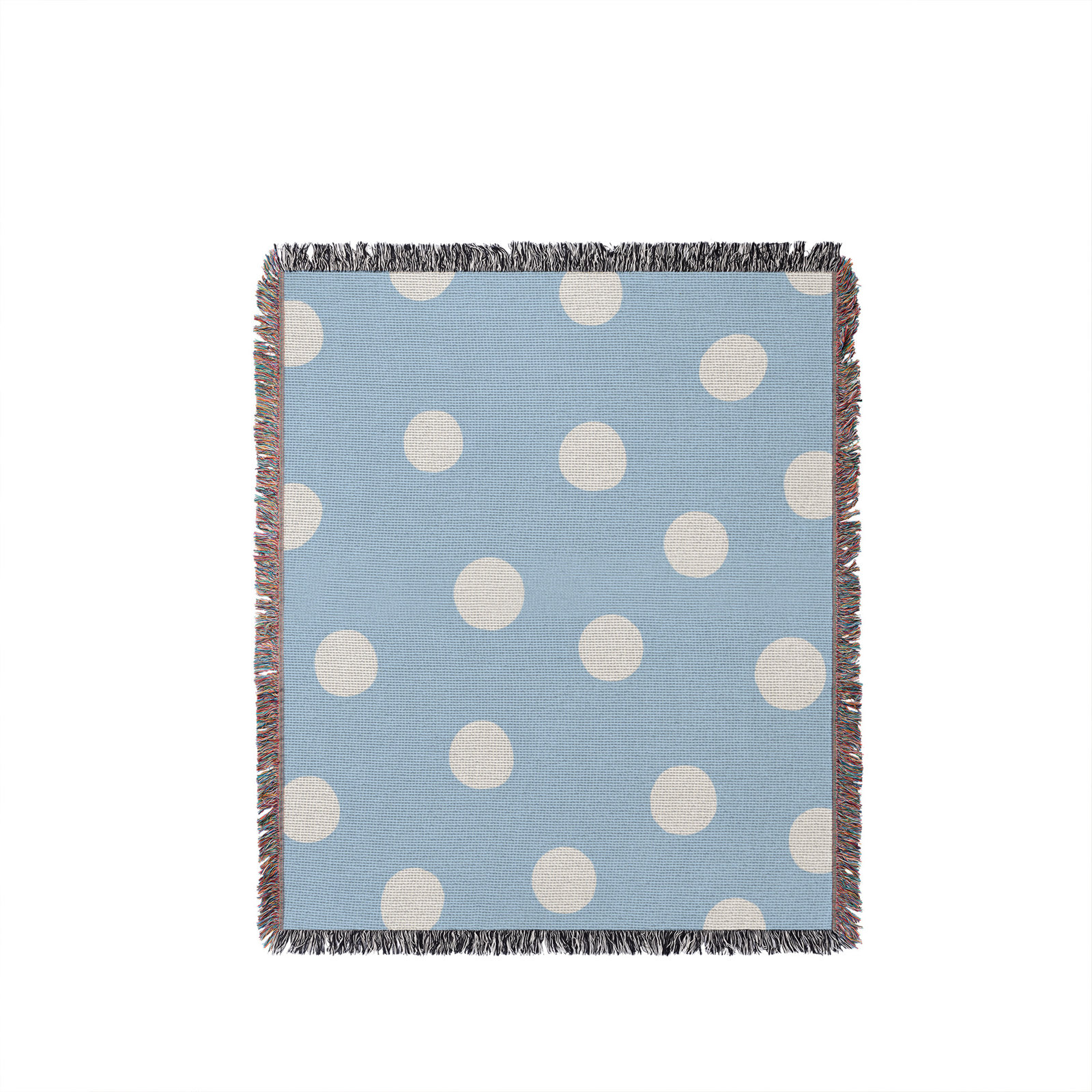 Leonore Cotton Hand Woven Throw Blanket, 60" x 60" – Throw, Sky Blue