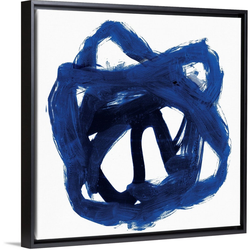 "Eternal Indigo I" par PI studio, reproduction d’art sur toile, Toile avec cadre noir, H 22 po x l 22 po x P 1,75 po