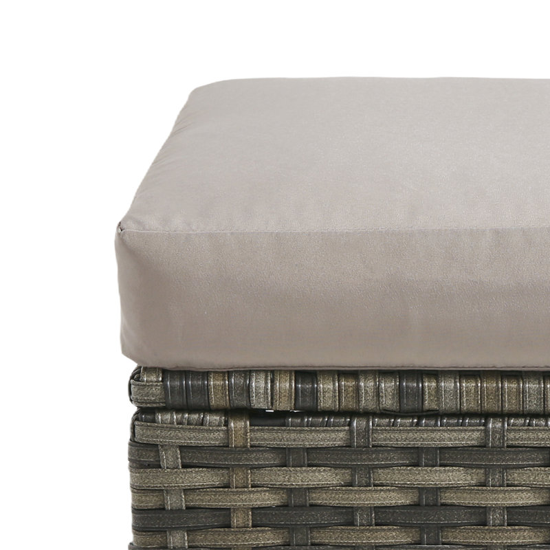 Repose-pieds de patio extérieur en osier PE Bellamy Stylish, Kaki, Gris