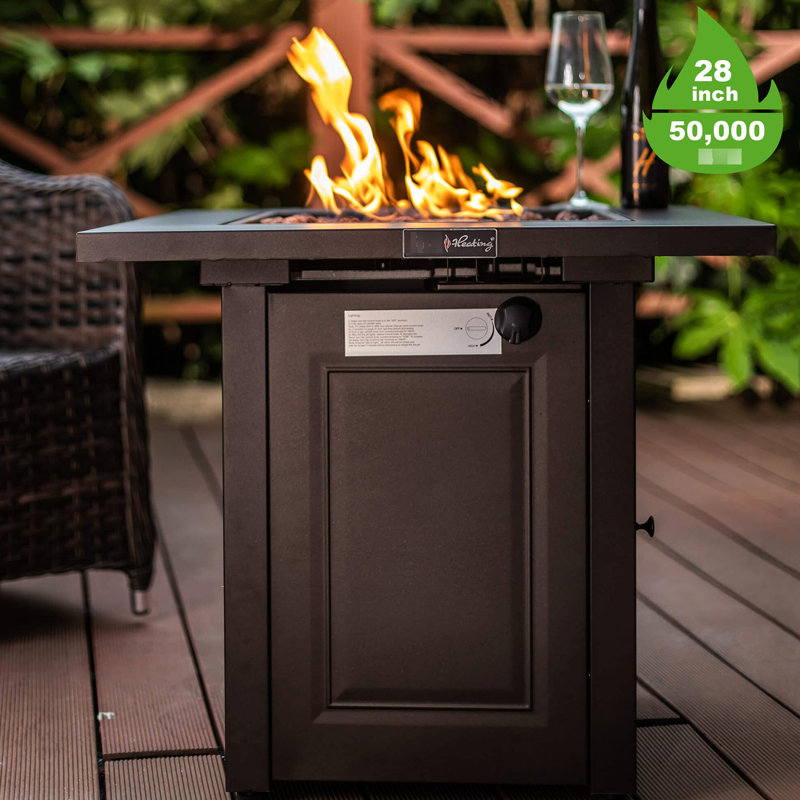 50000 Propane Fire Pit Table, 28in Square Outdoor Dinning Fireplace With Lid & Lava Stone, For Deck Backyard Garden Gas And Approved Courtyard Patio