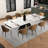 9 - Piece Faux Marble Dining Table Set with 110” Rectangular Extendable Sintered Stone Top 8 Leather Chairs-984052893-983694613