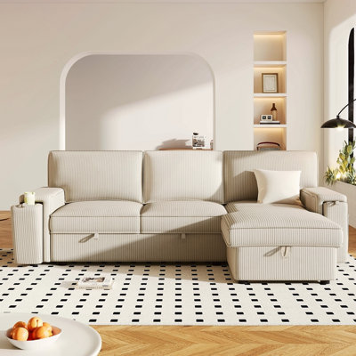 Canapé-lit modulaire Upholstery avec sacs de rangement et 2 porte-gobelets sur les accoudoirs