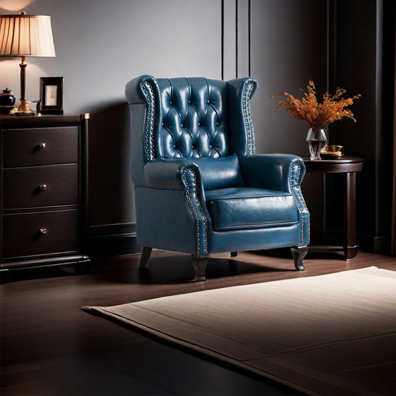 Fauteuil inclinable en similicuir Tedi, Bleu