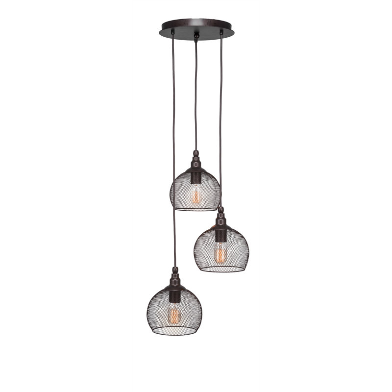 Luminaire suspendu 3 lumières Adkins Plexus, Bronze