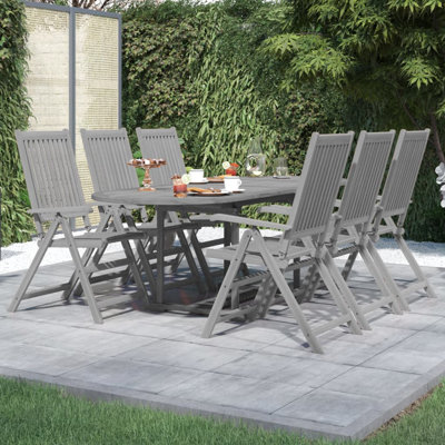 9 Piece Patio Dining Set Solid Wood Acacia
