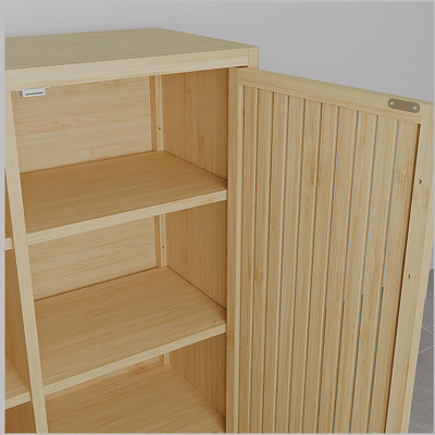 Large capacity single door storage cabinet with shelves in living rooms, bathrooms
