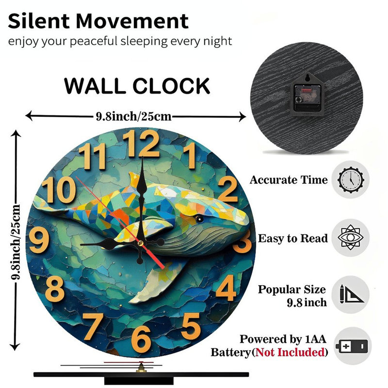 Whale Art Wall Clock