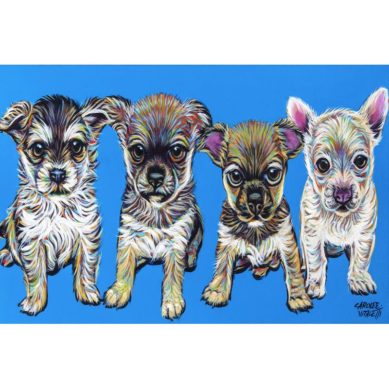 Chihuahua Pups by Carolee Vitaletti - Wrapped Canvas Painting, 30cm H x 46cm W