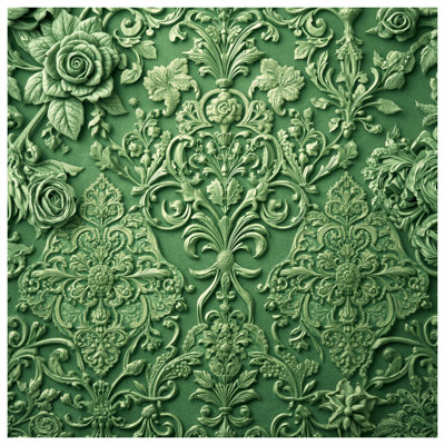 Green Floral Damask Wall Tapestry - Floral Wall Decor