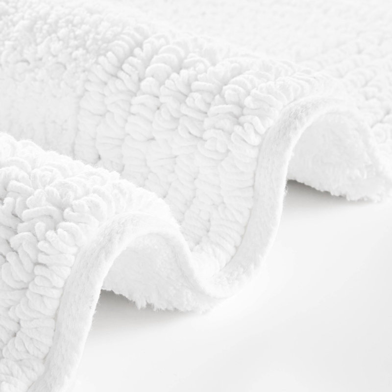 Tapis 100% coton 24 x 60 po réversible blanc 3000 g / m² - Matériau doux et dense, durable, lavable à la machine, antidérapant