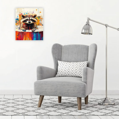 Raccoon in Bathtub Wrapped Canvas Wall Art 20" X 24"