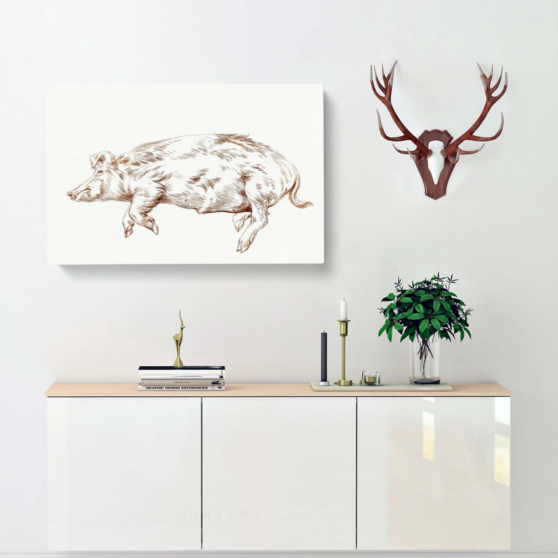 Resting Pig by Jean Bernard - Wrapped Canvas Print, 50cm H x 76cm W x 3cm D