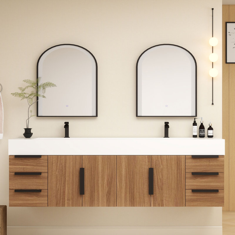 Jessica 72'' Wall-Mounted Single Bathroom Vanity, Wood