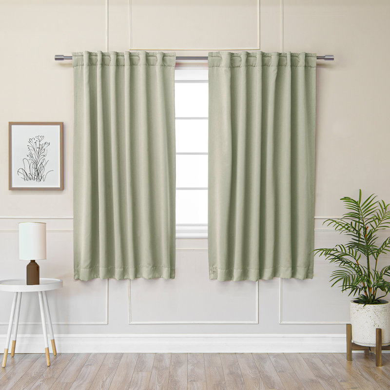 Bantam Solid Blackout Thermal Rod Pocket Curtain Panels, Gin, 52" W x 63" L
