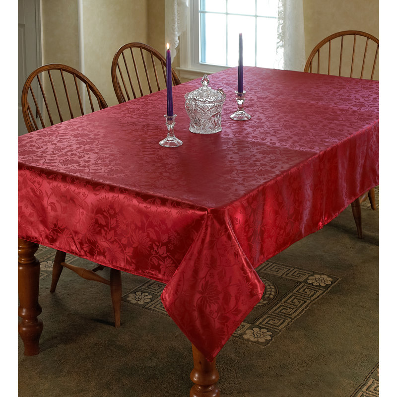 Wiersma European Floral Tablecloth, 70" W x 52" L, Burgundy
