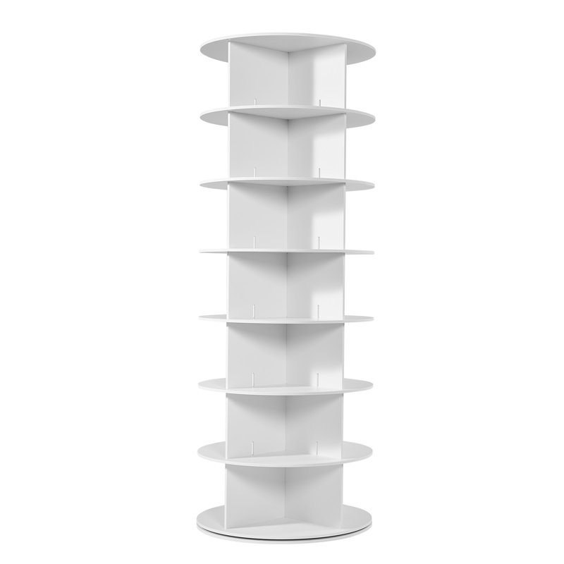 Étagère à chaussures rotative 7 niveaux 7 ° tournante à 360 ° ..., 8,66 x 26,38 x 26,38 pouces, PVC, 1 pièce, étagère à chaussures, blanc, solution de rangement polyvalente