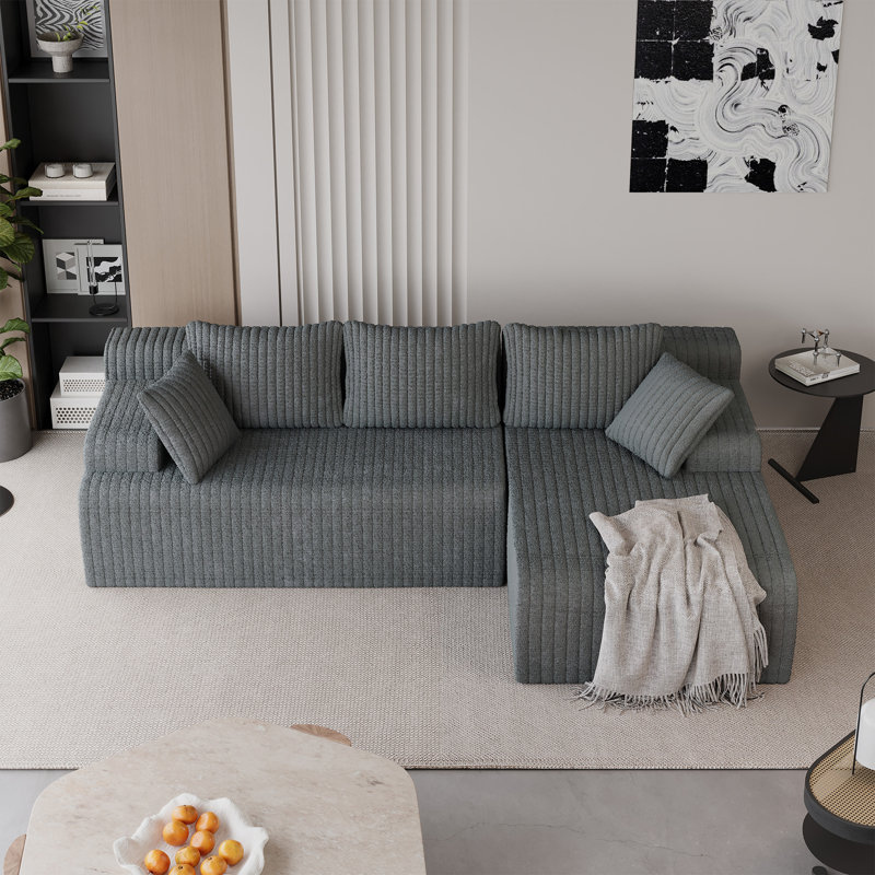 Canapé modulaire en forme de L de Boneless, Gris, Orienté à droite